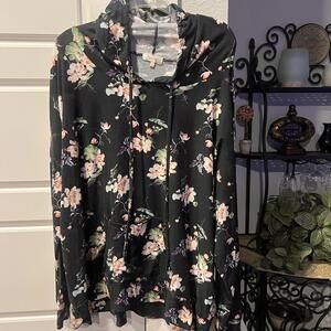 Stella Tweed Women's Black Floral Hoodie Sweatshirt